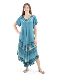 Vestido viscosa crepe paraguas mangas cortas 120cm