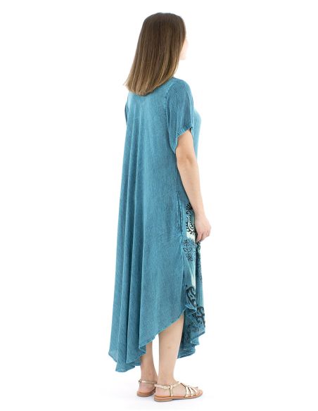 Vestido viscosa crepe paraguas mangas cortas 120cm