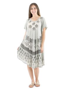 Vestido viscosa crepe paraguas mangas cortas 98cm
