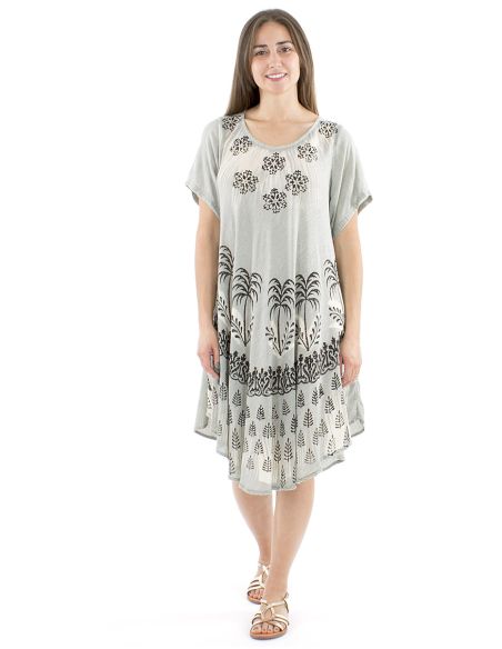 Vestido viscosa crepe paraguas mangas cortas 98cm