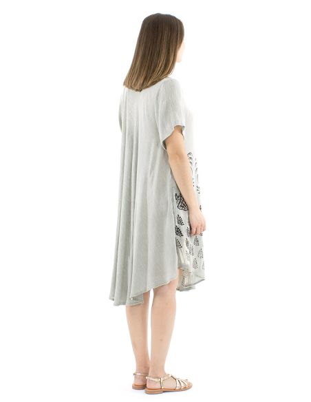 Vestido viscosa crepe paraguas mangas cortas 98cm