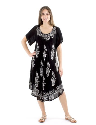 Vestido viscosa crepe paraguas mangas cortas 98cm bw