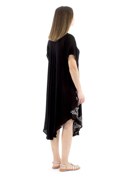Vestido viscosa crepe paraguas mangas cortas 98cm bw