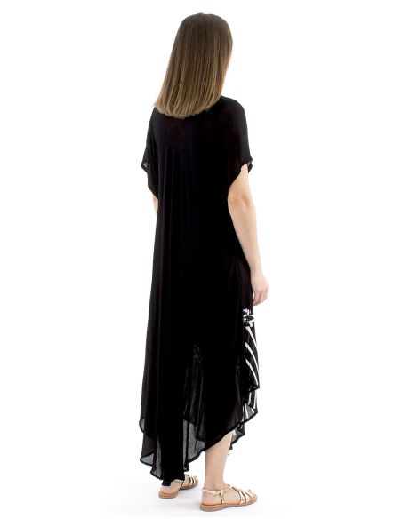 Vestido viscosa crepe paraguas mangas cortas 120cm