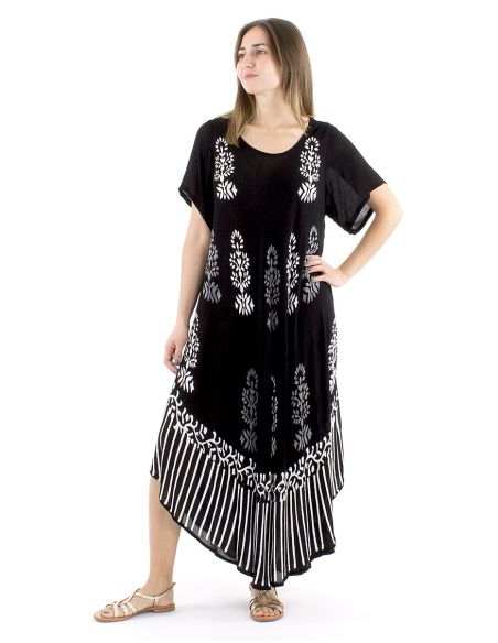 Vestido viscosa crepe paraguas mangas cortas 120cm