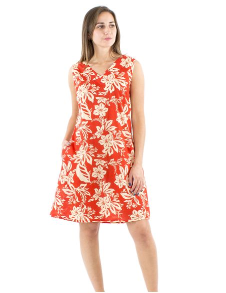 Vestido algodon cuello v estampado althea