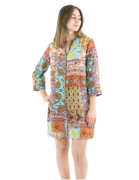 Vestido tunica algodon velo estampado makala