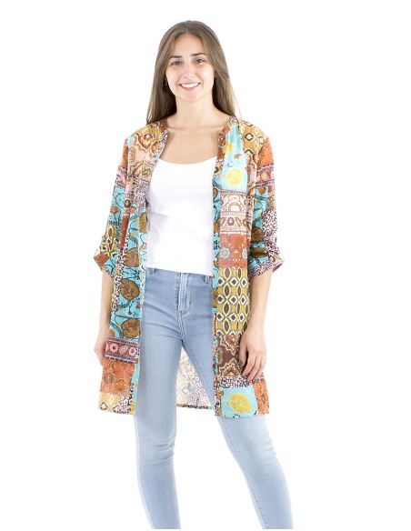 Vestido tunica algodon velo estampado makala