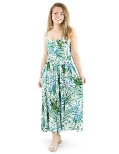 Vestido viscosa tirantes anchos estampado palma 2