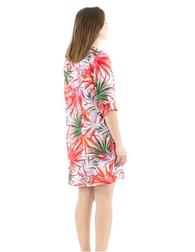 Vestido tunica velo algodon estampado palma