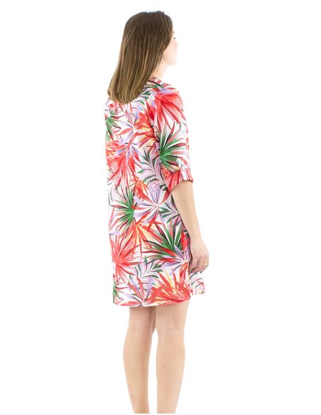 Vestido tunica velo algodon estampado palma