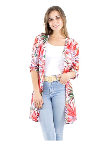 Vestido tunica velo algodon estampado palma