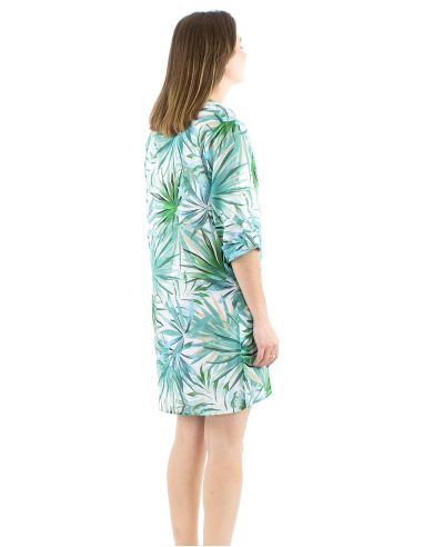Vestido tunica velo algodon estampado palma