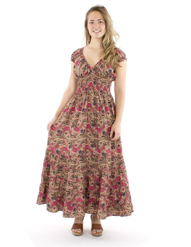 Vestido poliester largo sari elasticos