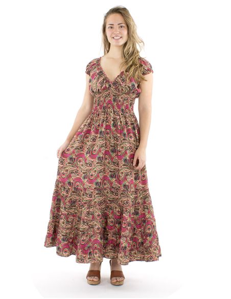 Vestido poliester largo sari elasticos