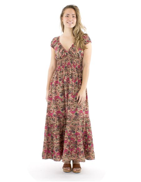Vestido poliester largo sari elasticos
