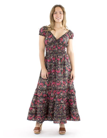 Vestido poliester largo sari elasticos