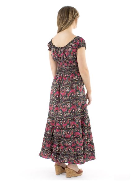 Vestido poliester largo sari elasticos