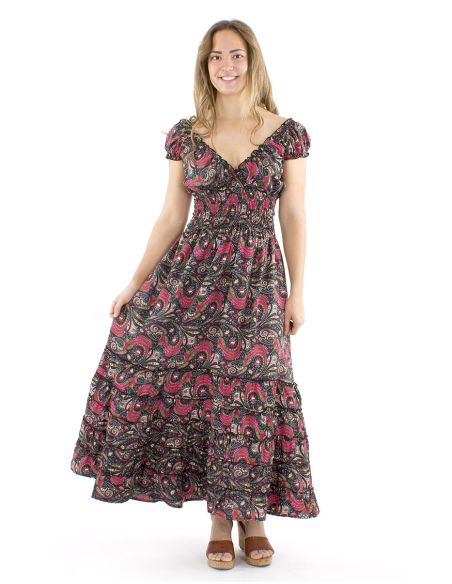 Vestido poliester largo sari elasticos