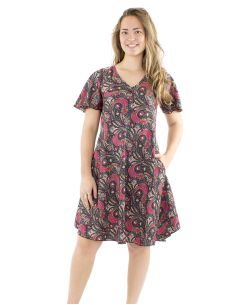 Vestido poliester sari biais mangas cortas