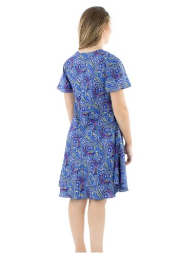 Vestido poliester sari biais mangas cortas