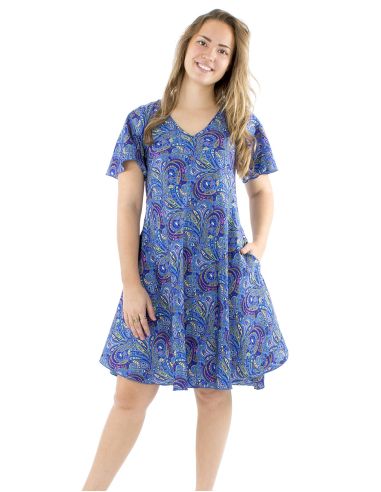 Vestido poliester sari biais mangas cortas