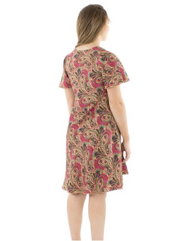 Vestido poliester sari biais mangas cortas