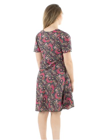 Vestido poliester sari biais mangas cortas