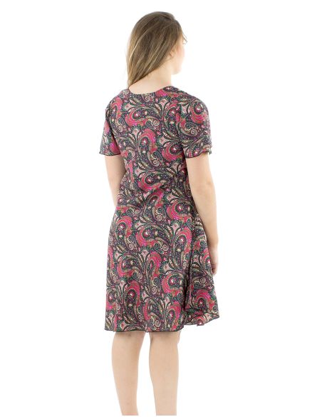 Vestido poliester sari biais mangas cortas