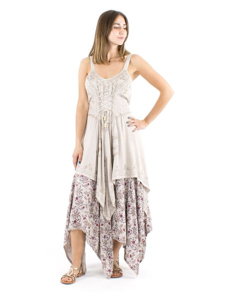 Vestido viscosa sw princesa bordado bajo en puntas