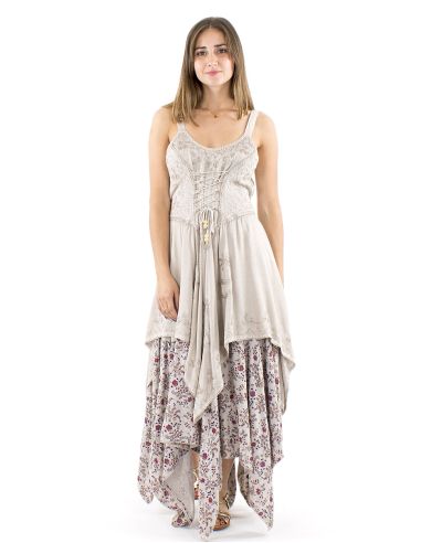 Vestido viscosa sw princesa bordado bajo en puntas