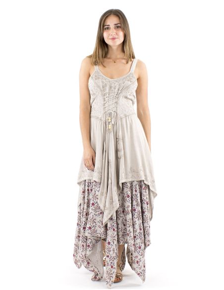 Vestido viscosa sw princesa bordado bajo en puntas
