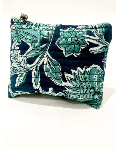 Cartera algodon acolchada poliester zip 16x12cm