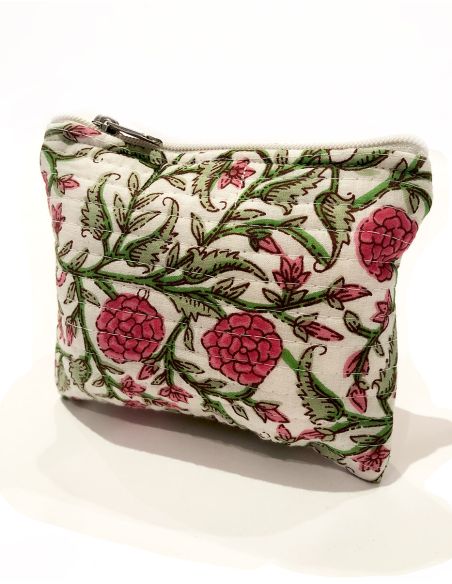 Cartera algodon acolchada poliester zip 16x12cm