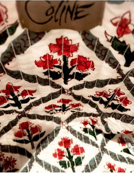 Cartera algodon acolchada poliester zip 24x18cm