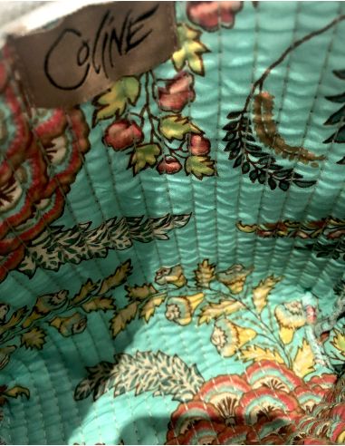 Cartera algodon acolchada poliester zip 24x18cm