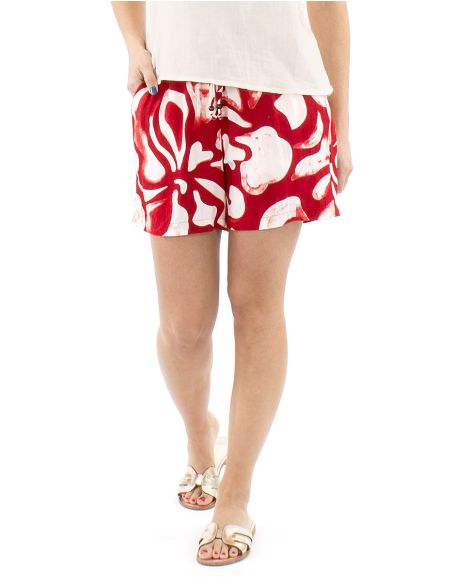 Pantalon corto viscosa estampado rumba con bolsillos