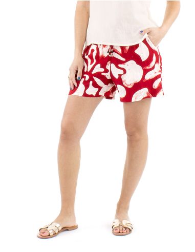 Pantalon corto viscosa estampado rumba con bolsillos