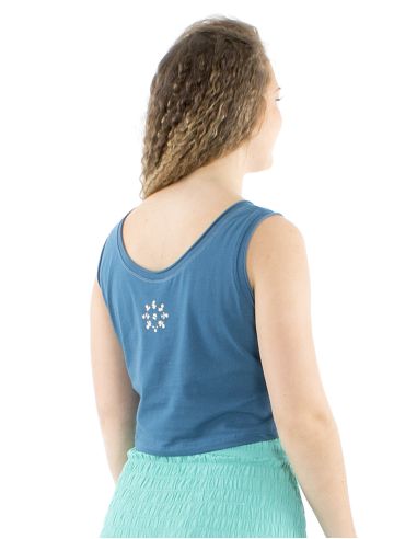 Crop top malla 95% algodon 5% elastano estampado plaza