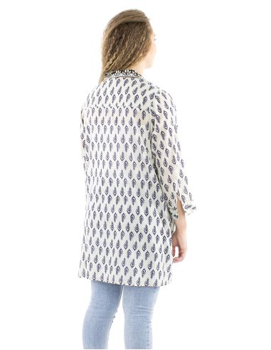 Tunica velo de algodon pliegue busto estampado block