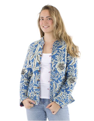 Chaqueta algodon reversible 2 estampados mangas largas