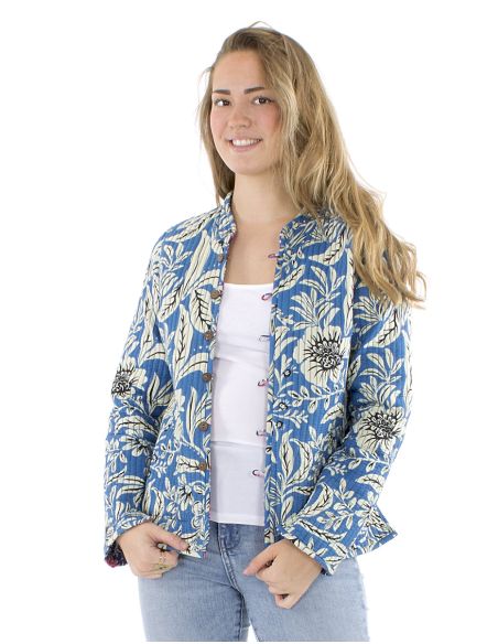 Chaqueta algodon reversible 2 estampados mangas largas