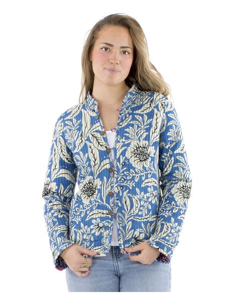 Chaqueta algodon reversible 2 estampados mangas largas
