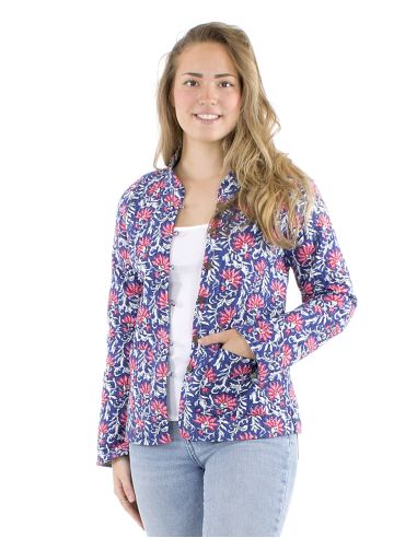 Chaqueta algodon reversible 2 estampados mangas largas