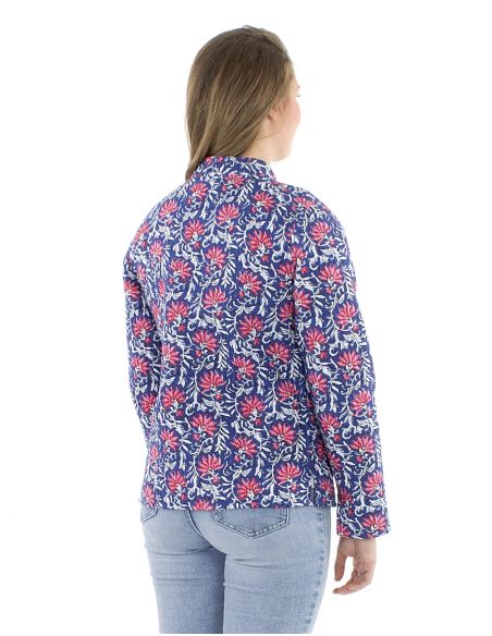 Chaqueta algodon reversible 2 estampados mangas largas