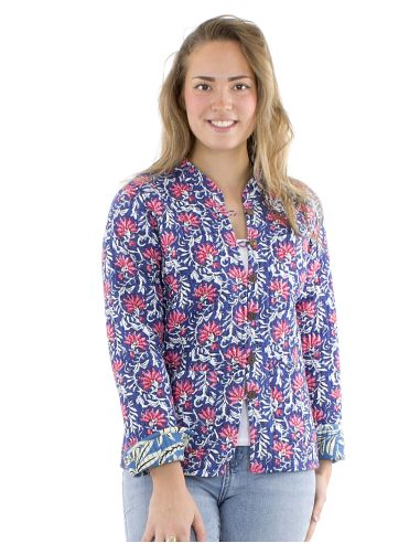Chaqueta algodon reversible 2 estampados mangas largas
