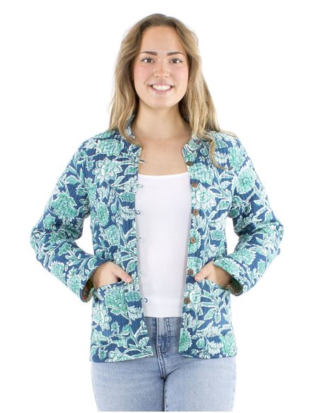 Chaqueta algodon reversible 2 estampados mangas largas