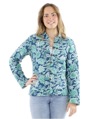 Chaqueta algodon reversible 2 estampados mangas largas
