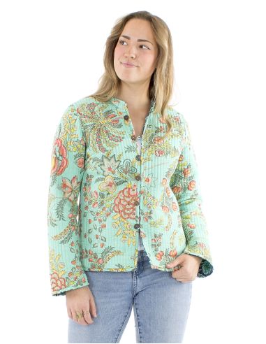 Chaqueta algodon reversible 2 estampados mangas largas
