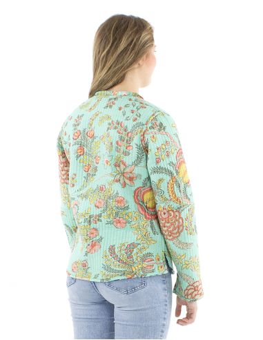 Chaqueta algodon reversible 2 estampados mangas largas